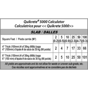 QUIKRETE 5000 CALCULATOR